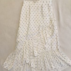 H&M Polka Dot Ruffle Wrap Midi Skirt